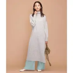 【美品】NANO UNIVERSE ハイネックニットワンピース×プリーツパンツ