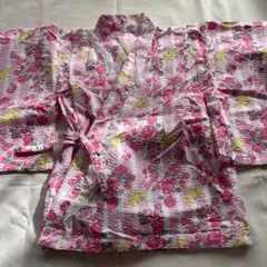 Barbie花柄 着物 120 レース帯2枚付き　3点セット