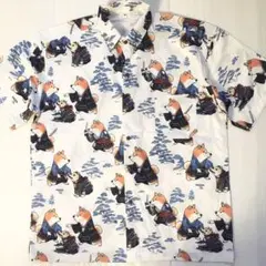 新品未使用　XL 和柄　豆柴柄　プリントシャツ