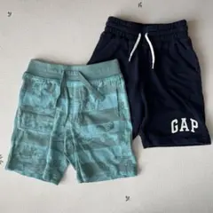 babyGAP 恐竜柄・無地紺色 ハーフパンツ 18-24M90cm 2枚セット