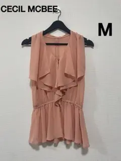 【極美品】CECIL McBEE フリル　シースルー　ノースリーブ Mサイズ