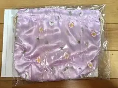 フラワープリント巾着 パープル