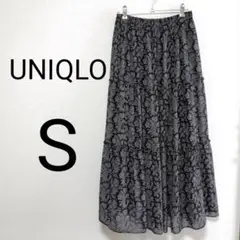 ◆美品◆ UNIQLO ユニクロ スカート S 柄 ティアード モノクロ ロング