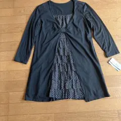 ラピスルージュカットソー七分袖黒ドット日本製新品タグ付き