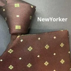 【良品】NewYorker ネクタイ ボルドー 系 特殊ドット柄 幾何学