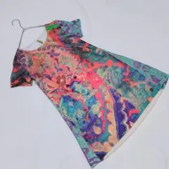 KN0203【亜由美インターナショナル】ワンピース【L】個性的 総柄 カラフル