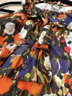新品 J.Crew フラワー コットンシルク フリルアメリカンスリーブブラウス