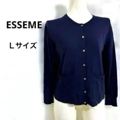 ESSEME ネイビー ボタン付きカーディガン　Ｌサイズ