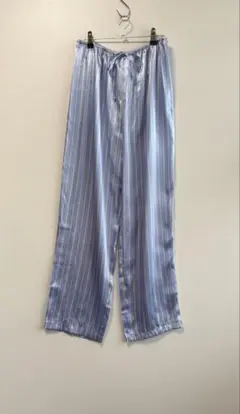 90s ストライプ ポリサテン パジャマパンツ 水色 itimi