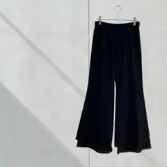 3507【ニコル】フレアパンツ　薄手　黒　春夏　Ｍ　大人綺麗め　シンプル　無地