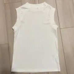 GU リブニット ハイネックノースリーブ 白 レディース