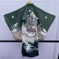 Y★2977★ 七五三 男の子 着物 かけ着 男児 一つ身 暗い緑色