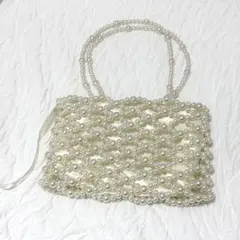 パール風ビーズ装飾ハンドバッグ