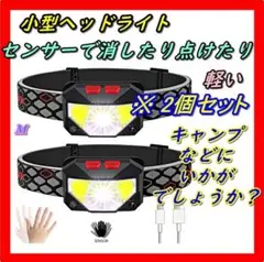 防水LED ヘッドランプ2個セット 照明500ルーメン,USB充電式,キャンプ