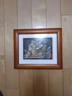 シャドーボックス(果物のバスケット 絵画 木製フレーム付き