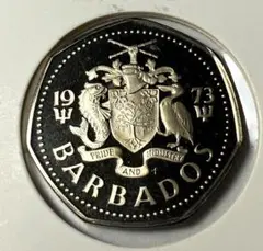 バルバドス1976年 5ドル銀貨/白銅貨 10周年 2枚 バルバドス1976年 5ドル銀貨/白銅貨 10周年 2枚