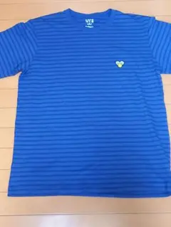 ユニクロUNIQLO×カウズKAWS ボーダーワンポイント刺繍Tシャツ　Lサイズ
