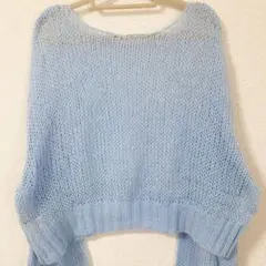 【新品】ヘザー　シアーニット　メッシュニット　透け感　ショート丈