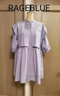 【新品同様】コットンのさわやかなシャツタイプのチュニック　RAGEBLUE