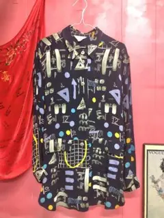【レトロ】算数 数学 デザイン ロングシャツ ブラウス シャツワンピース