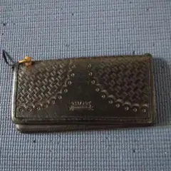 GALEB 編み込み模様 ウォレット長財布 ブラック　ケース付き