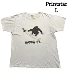☘️Printstar サーフィンプリント　Tシャツ 白　L＊QH