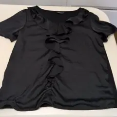 COMME CA ISM 黒 フリル 半袖トップス