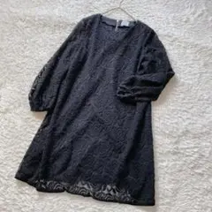 aA アルファエー ADORE 起毛総レースワンピース バラ ブラック