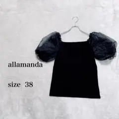 《新品タグ付き》allamanda アラマンダ半袖トップス ブラック黒サイズ38