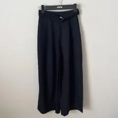 YECCA VECCA ベルト付き　ワイドパンツ S ダークネイビー
