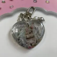 15 レジン　シャカシャカキーホルダー　シェイカー　ハート　ウサギ　大人　花