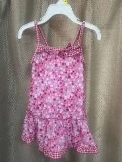 女の子用ピンク花柄水着