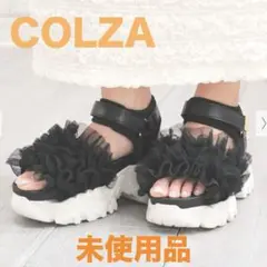 人気の黒⭐️COLZA ⭐️厚底フリルサンダル ブラック （Lサイズ）　未使用品