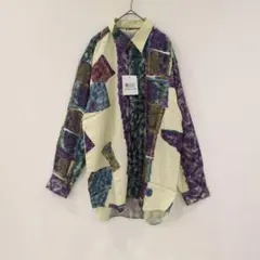 【1点物】新品 シャツ 柄シャツ 総柄 長袖 レーヨン 日本製 ゆるダボ タグ付