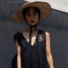 アメリ　2WAY LONG BRIM HAT紐付きハット