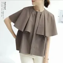 美品　カリスエンジェル KHARIS ANGEL ケープカラーブラウス　茶色