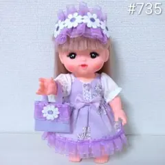 735 メルちゃん 服 ハンドメイド 3点セット ワンピース 髪飾り バッグ
