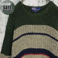 【※希少】ポロバイラルフローレン★肉厚デザイン マルチカラーボーダー M