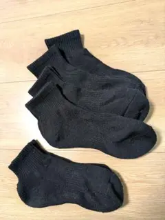 新品中古パイル地ソックス5点セット　黒　通学用.スクールソックス