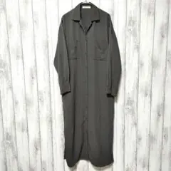 ショコラフィネローブ　(F)　開襟 シャツワンピース　ポケットあり