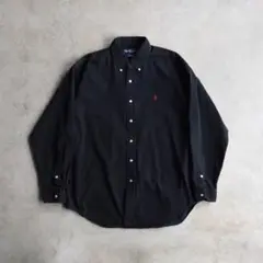 90s ラルフローレン BLAKE 無地 長袖シャツ ブラック 黒 L レア