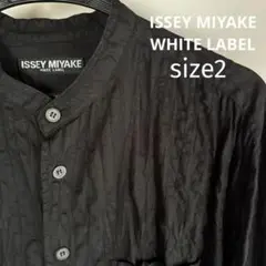 ISSEY MIYAKE WHITE LABEL／綿麻　シワ加工　バンドカラー