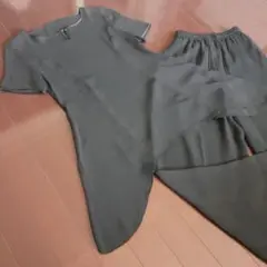 Leilian レリアン ワイドパンツセットアップ ブラック 半袖 楊柳 軽涼