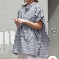 早い者勝ち【美品】Bonjour Sagan バンドカラースクエアポンチョシャツ