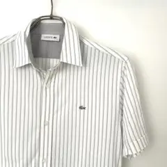 【極美品】LACOSTE ラコステ ストライプシャツ 銀ワニ ビジネス