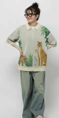 2025今季ニコアンド　ウィグルウィグルコラボ モチーフZIPシャツ