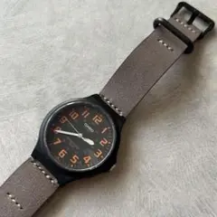 CASIO MW−240 カシオ本革レザーベルトカスタム グレー&茶色