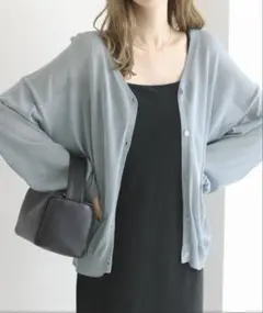 Futier land バルーンスリーブシアーカーディガン
