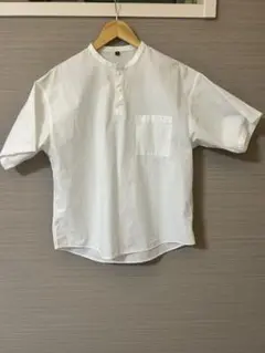 無印良品　涼感ヘンリーネック半袖布帛Ｔシャツ　ホワイト