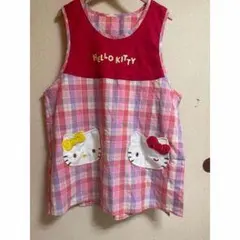 ハローキティ キッズエプロン ピンクチェック